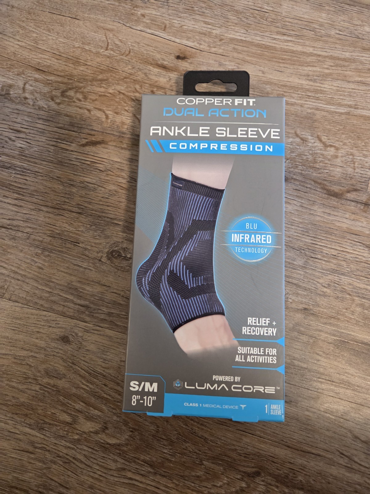 Copper Fit Dual Action Ankle Sleeve Compression Small Medium 8” 10” *1A
