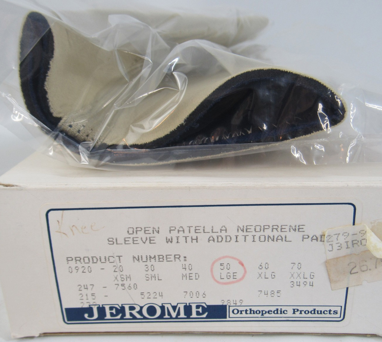 Jerome Neoprene Open Patella Knee Sleeve w Extra Padding, Beige, Size Large