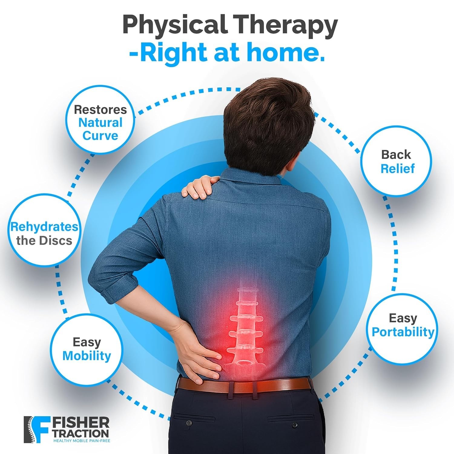 Portable Lower Back Decompression System with Patented Strap Release – 10x8x4 in