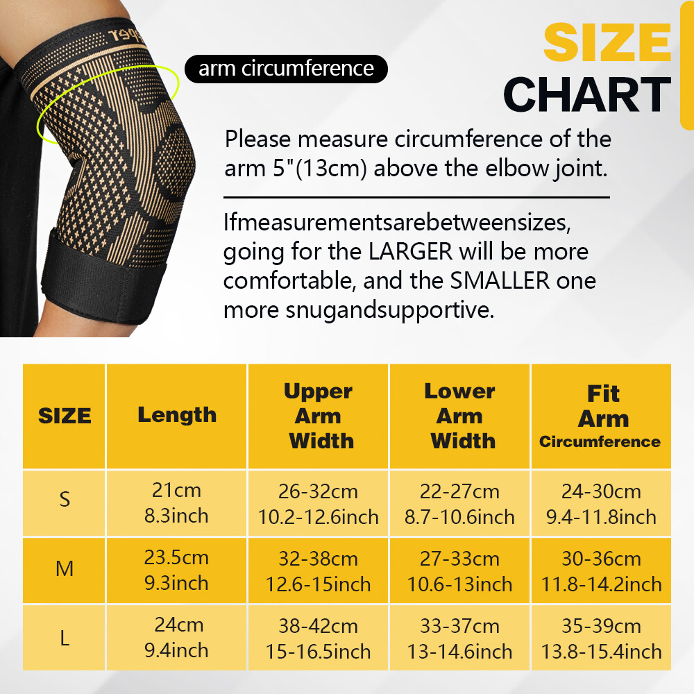 Copper Elbow Brace Compression Support Sleeve Arthritis Tendonitis Joint Pain L6
