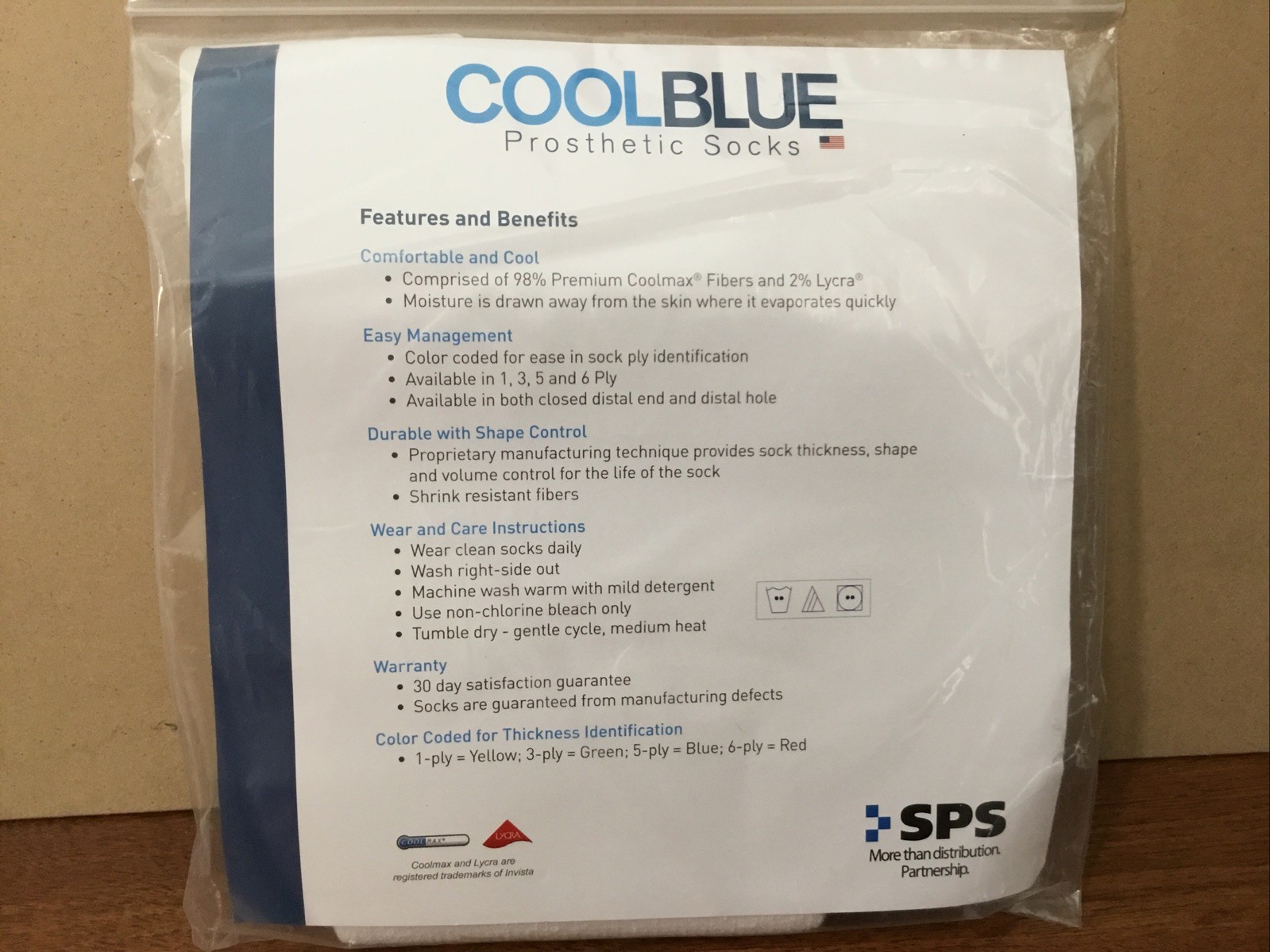 Prosthetic Sock Cool Blue 5 Ply CB5MDSH2 Size 1, 2 length 10 – 14 ~ New