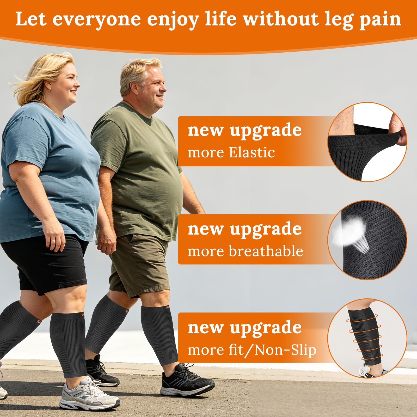 Plus Size Calf Compression Sleeves for Men & Women – Wide Fit, Real Hyper-Ela…