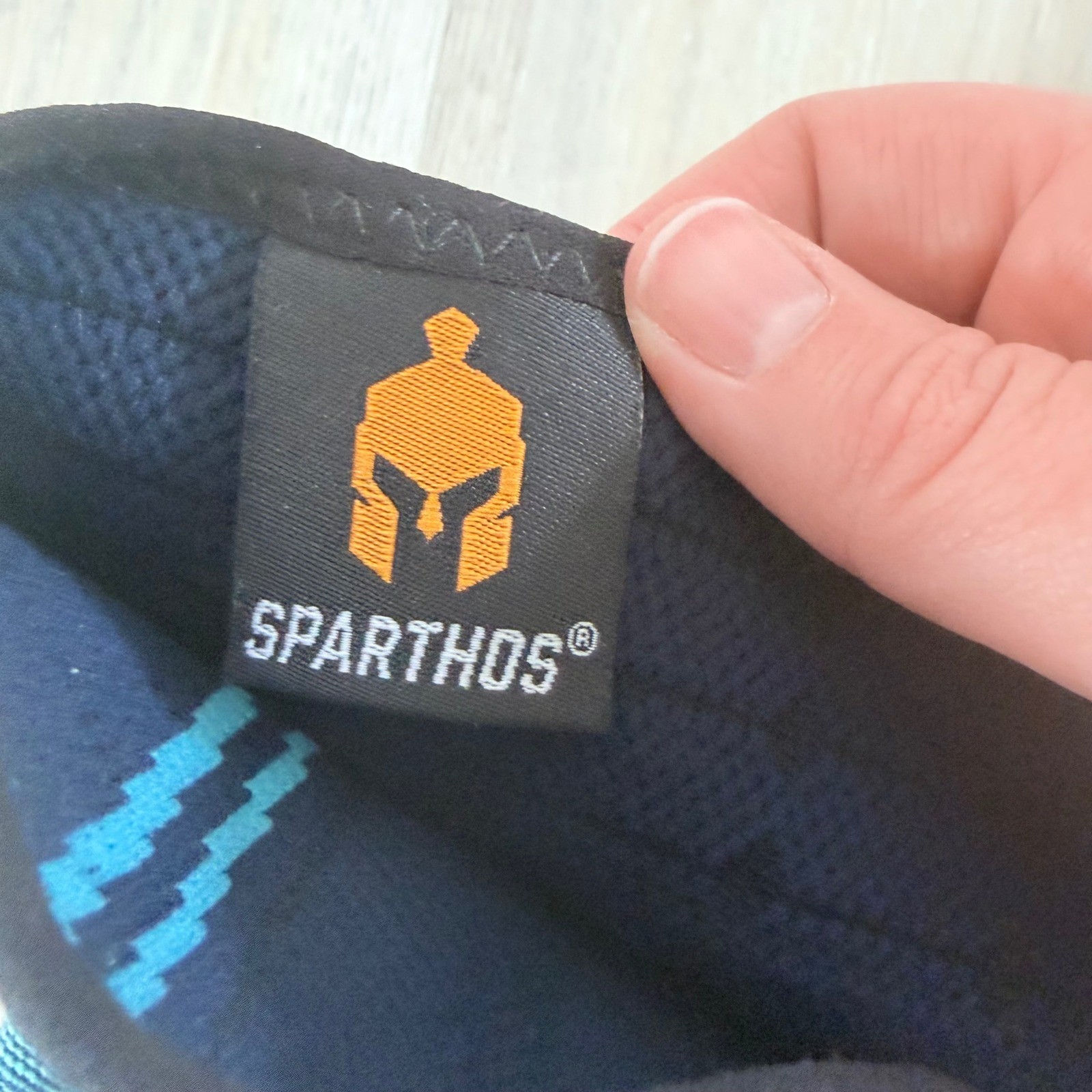 Sparthos Knee Compression Sleeve Teal Black Marled Knit Size Large Sport Support