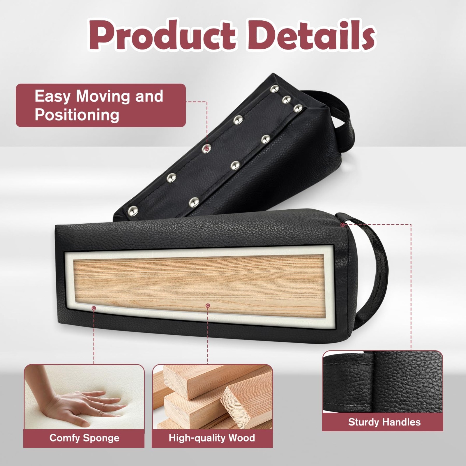 2 PCS Pelvic Positioning Blocks – Sacral Wedge with Non-Slip Bottom & Handle, Th