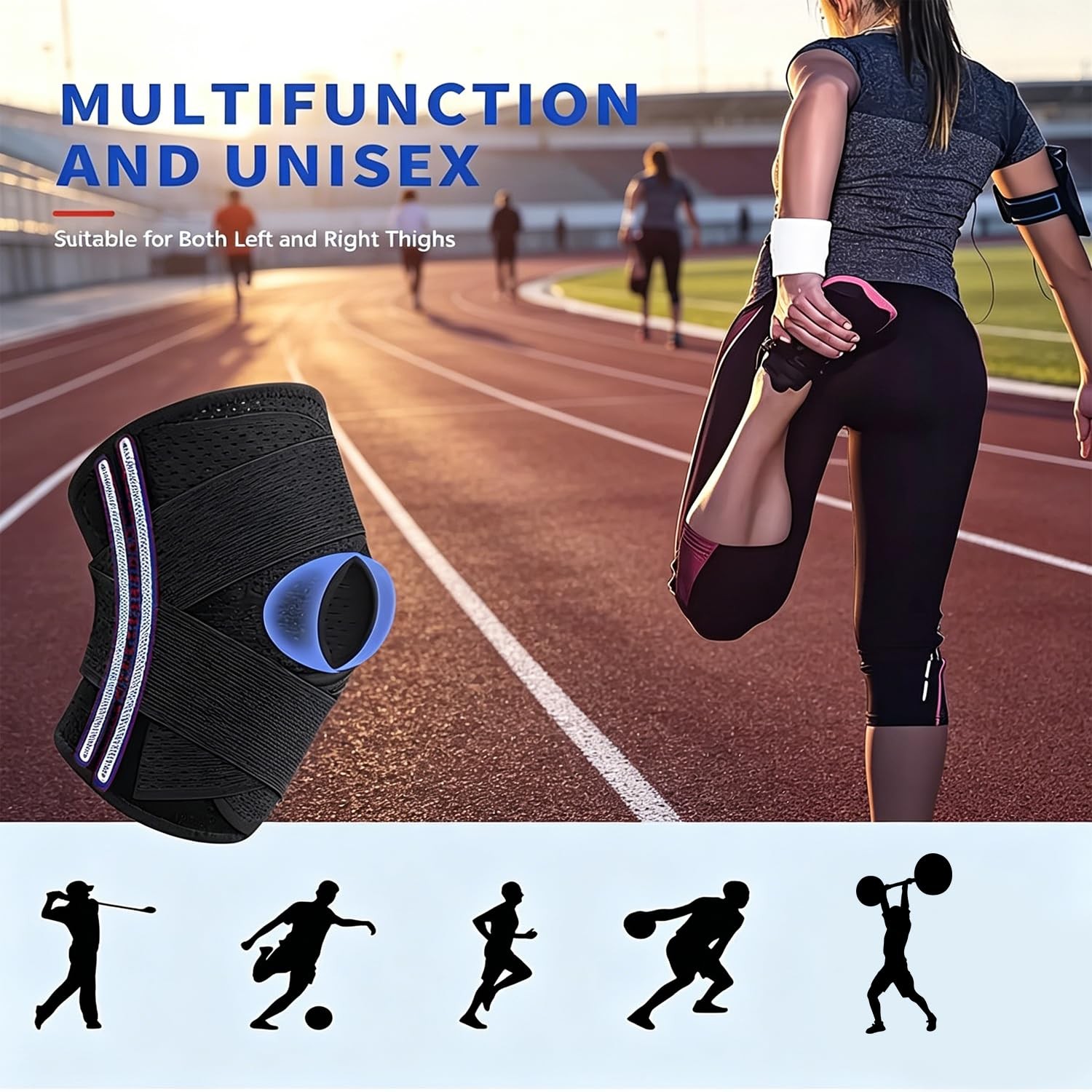 Knee Brace with Side Stabilizers & Patella Pad, Adjustable Compression Knee S…