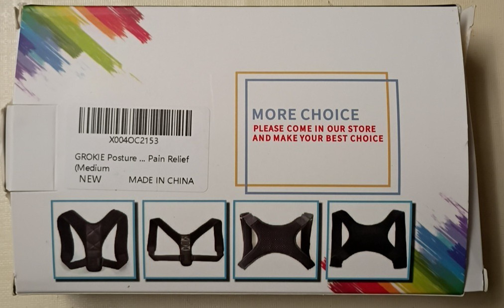 GROKIE Posture Corrector Adjustable Back Clavicle & Shoulder Support, Medium