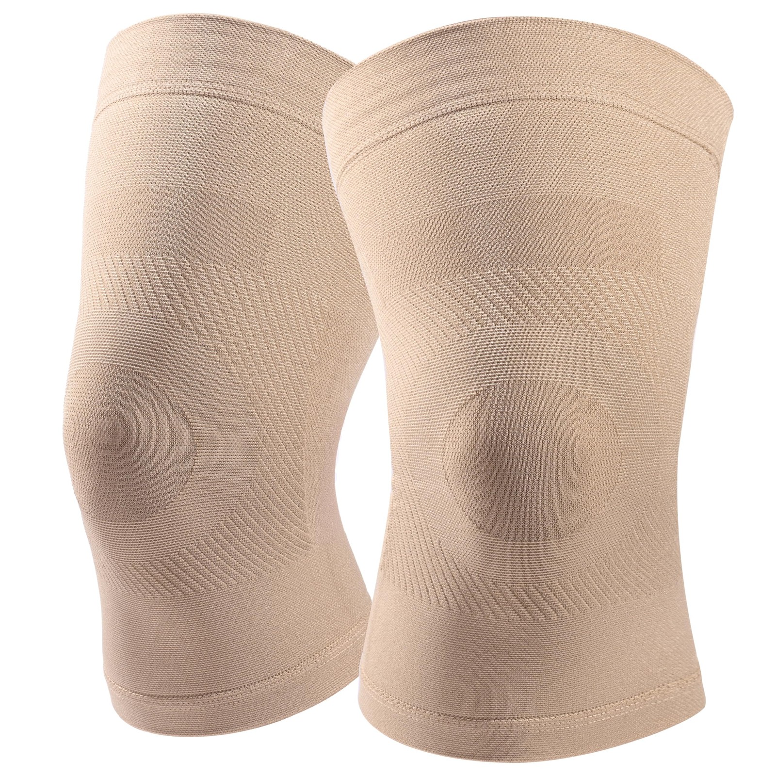 Knee Compression Sleeves, 1 Pair, Can Be Worn Under Medium (1 Pair), Beige