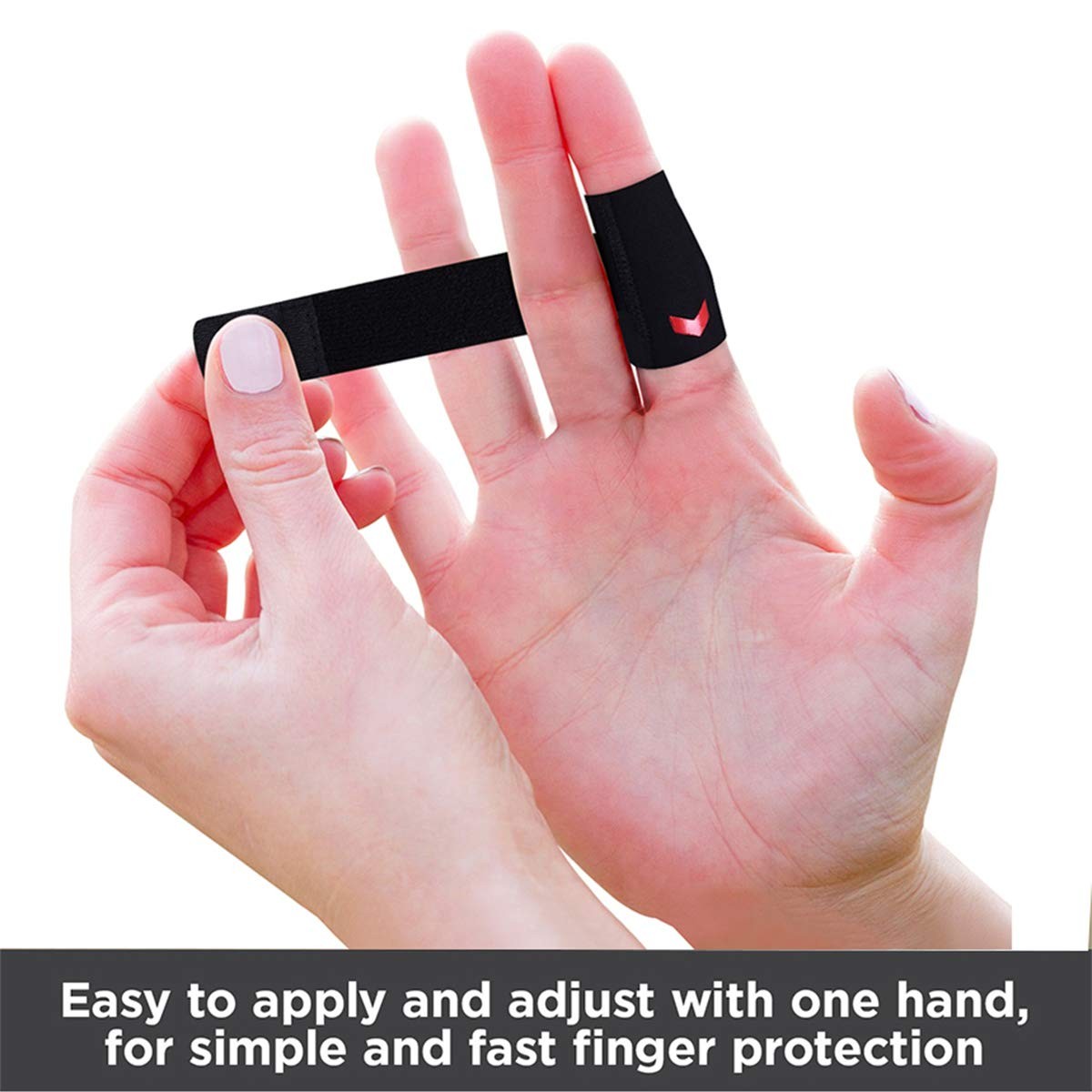Neoprene Finger Splint Wraps Adjustable Brace M, Red & Black