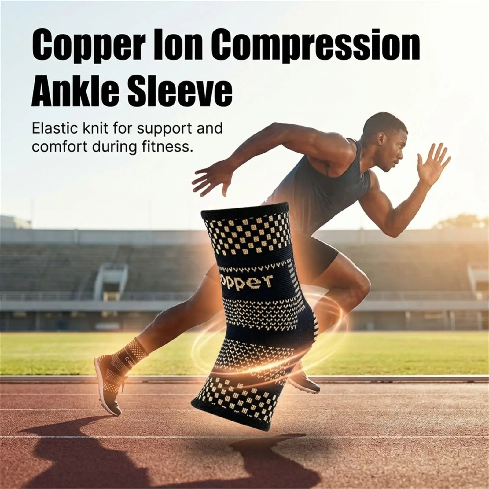 Copper Compression Ankle Brace Support Sleeve for Running Sports Walking 1 Pair