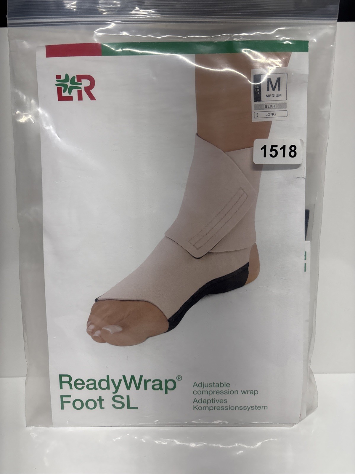 L&R Ready Foot Compression Wrap Medium Beige Long Left Foot