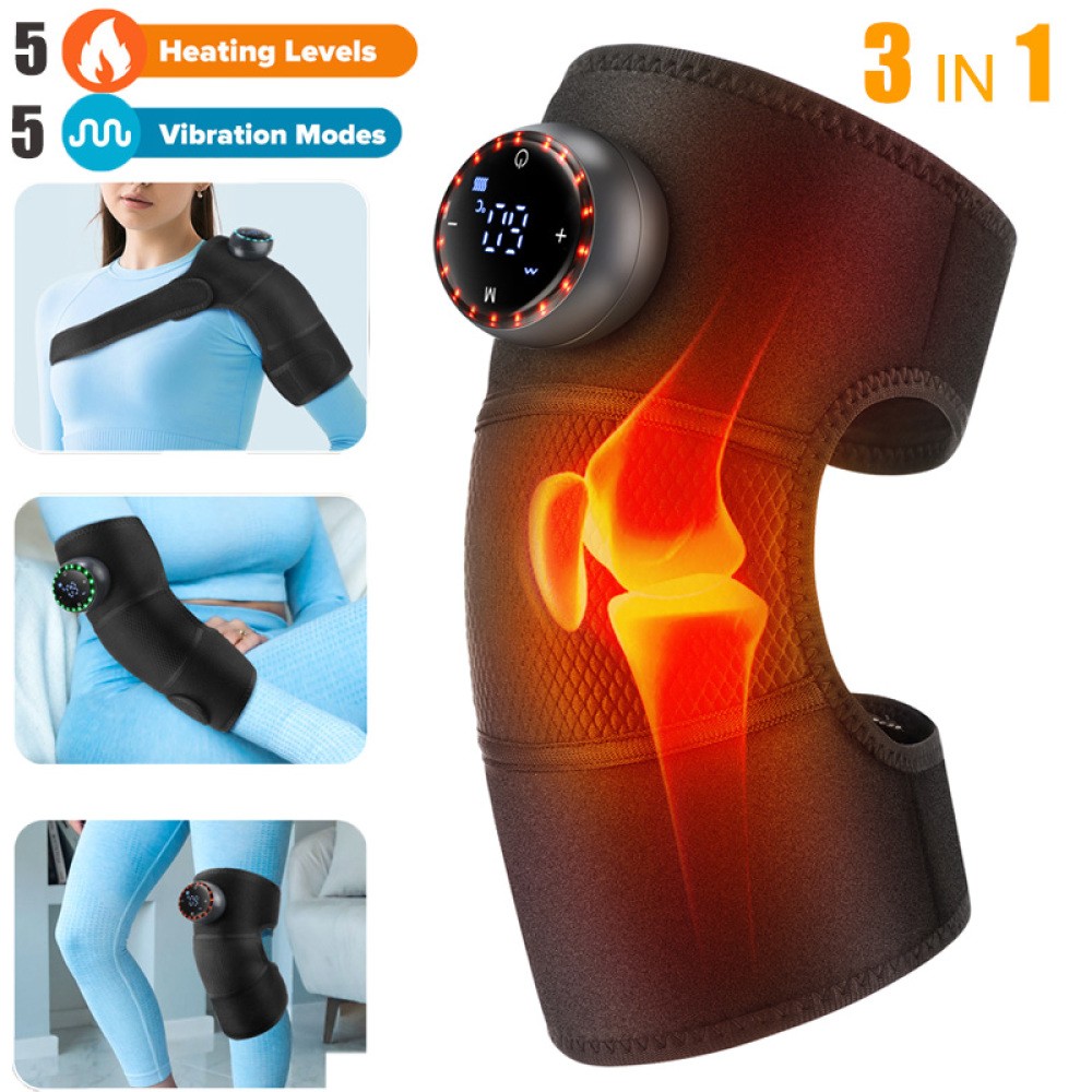 3 in 1 Electric Knee Massager Shoulder Brace 5 Vibration Modes, 5 Heating Levels
