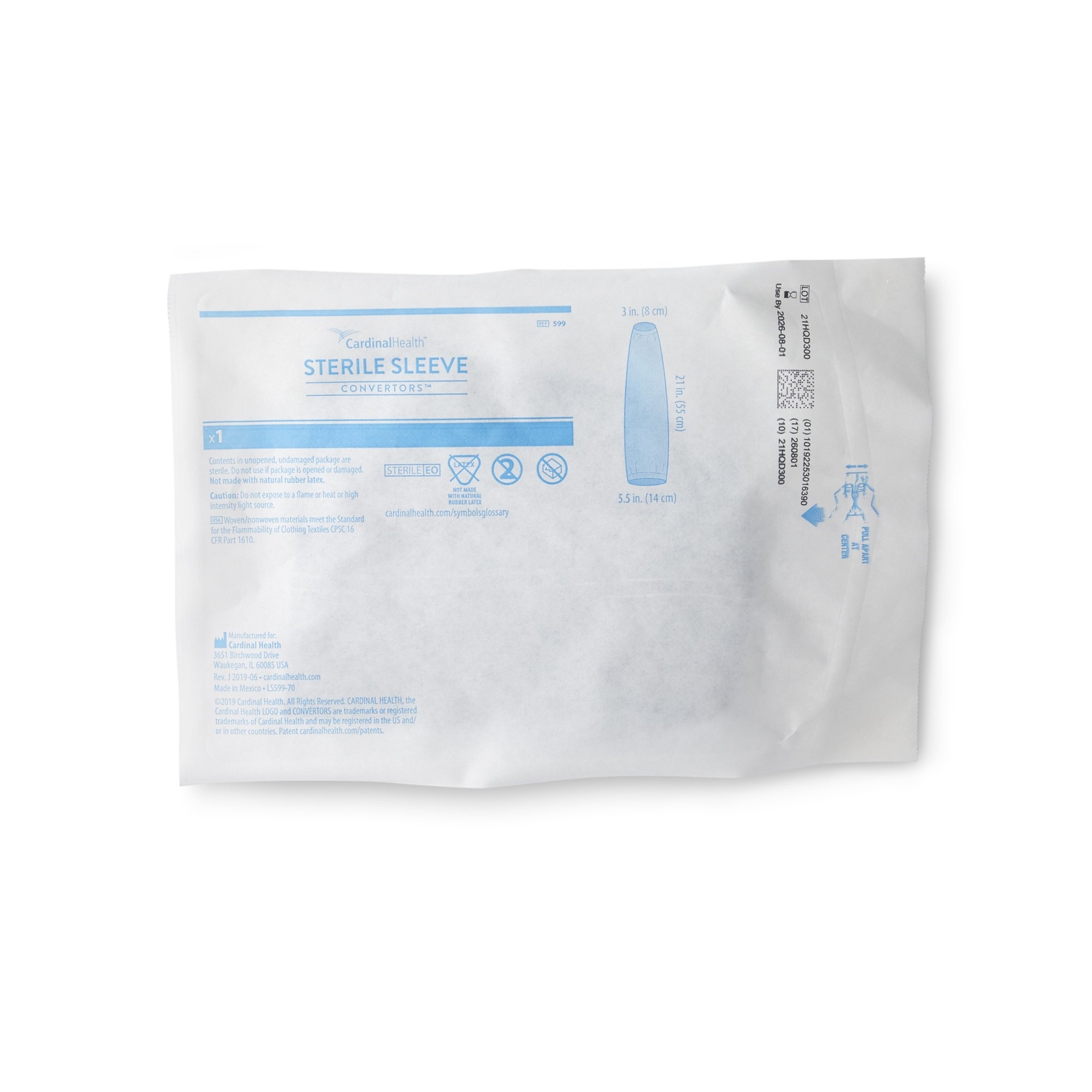 Cardinal Health Disposable Sleeve Protector Blue One Size Fits Most 30 Ct