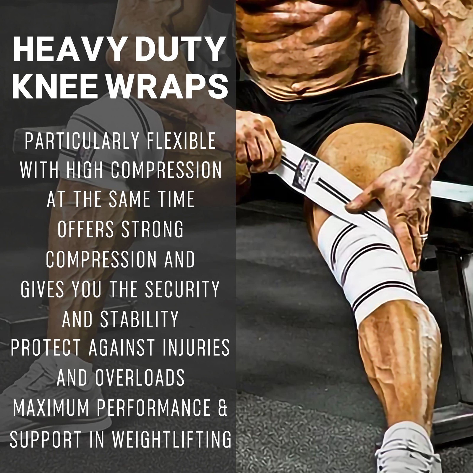 Knee Wraps 78″ Length 3″ Width – Heavy Duty Support for Weightlifting