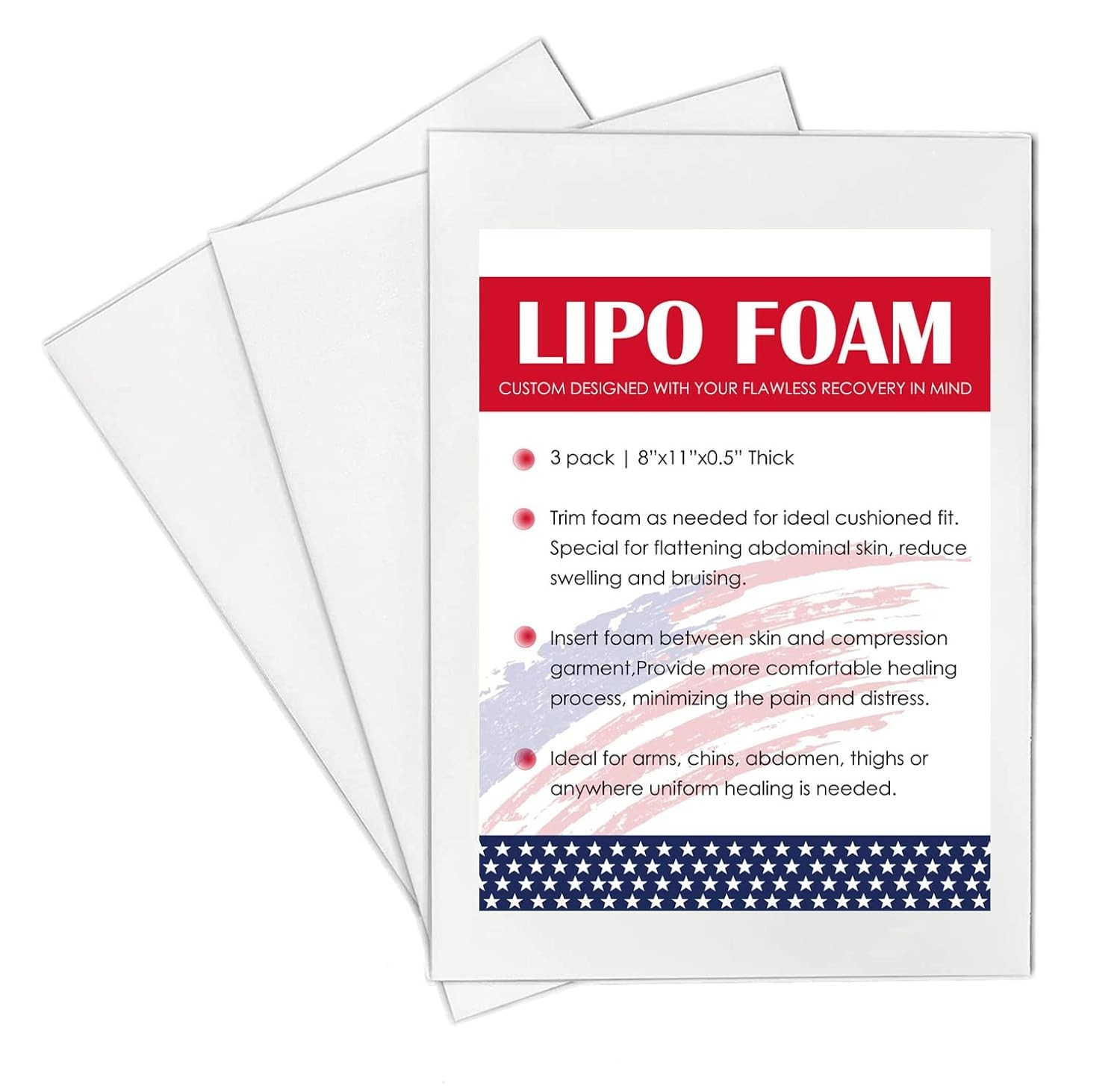3 Pack Lipo Foam Pads – Post Surgery Ab Board Liposuction One Size