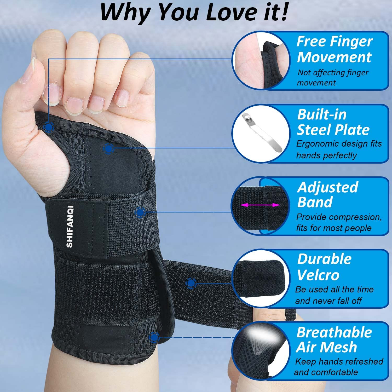 Compression Wrist Brace for Men and Women, Recovery Night Wrist Sleep Support…