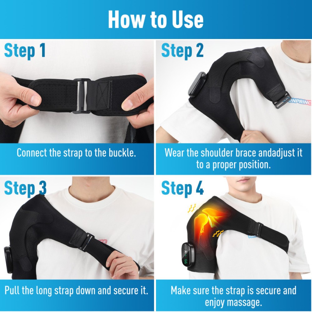 Electric Heated Shoulder Massager Brace Rotator Cuff Support Wrap with Vibration