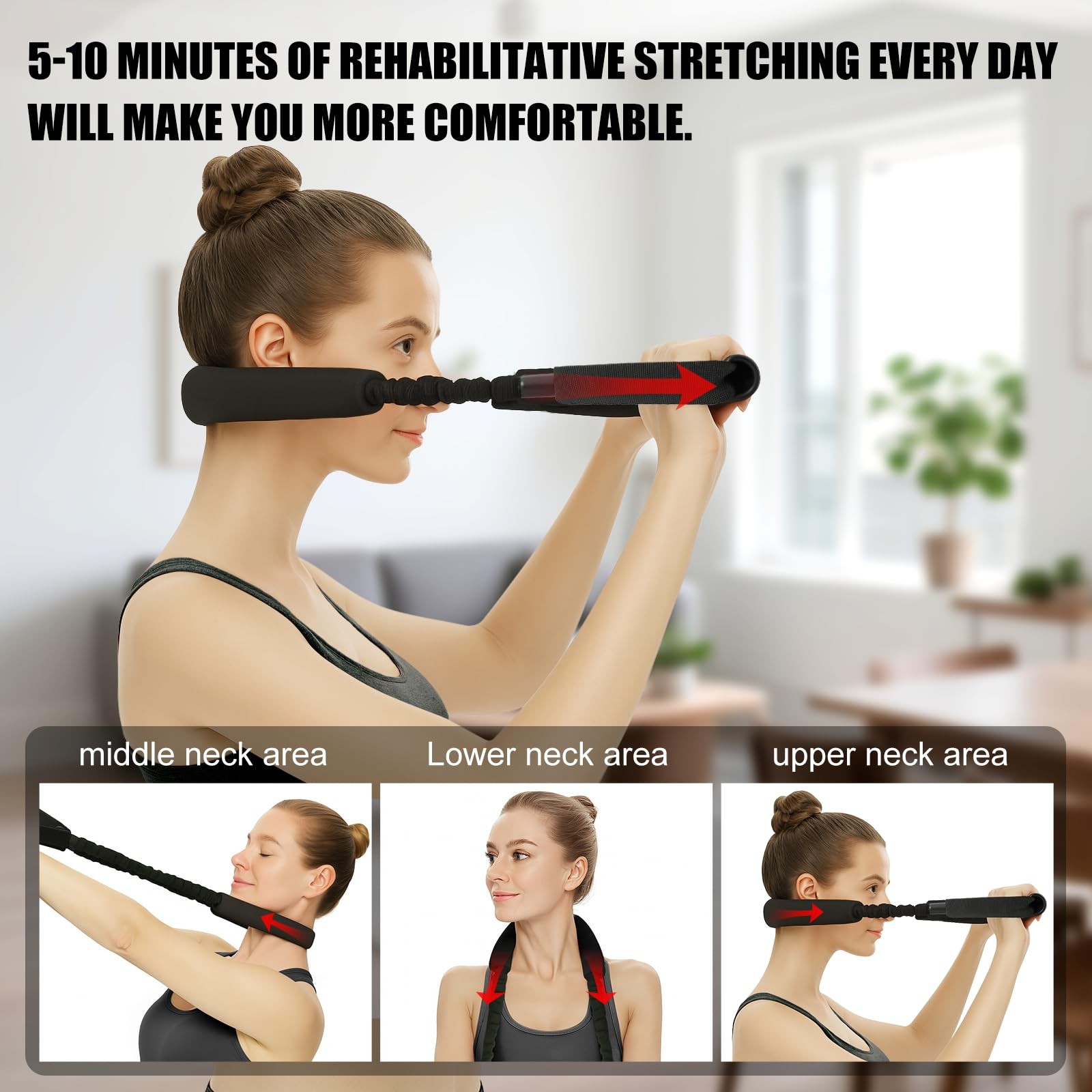 Neck Stretcher Exerciser, Cervical Traction Device for Pain Relief, Black
