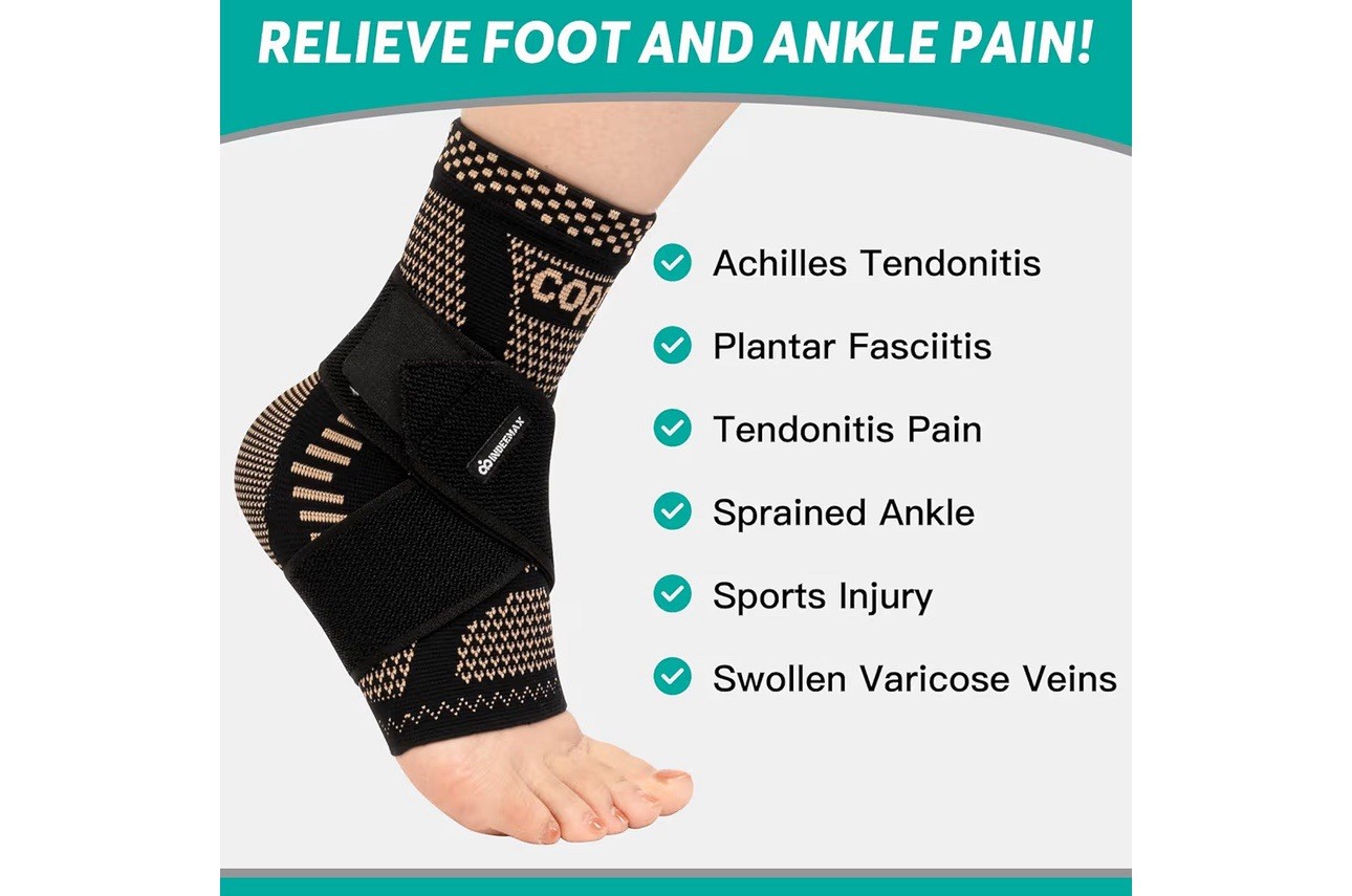 INDEEMAX Ankle Sprained Anklet Compression Sleeve Copper Infused Support