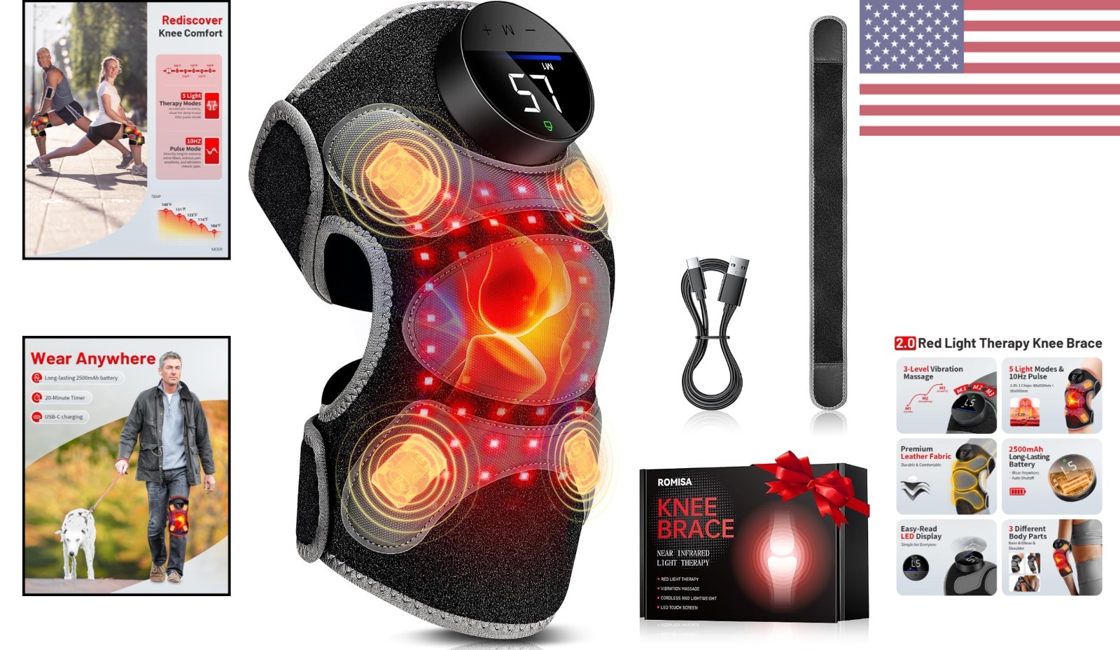 Perfect Gifting Choice: Advanced Red Light Knee Brace & Vibration Therapy Device