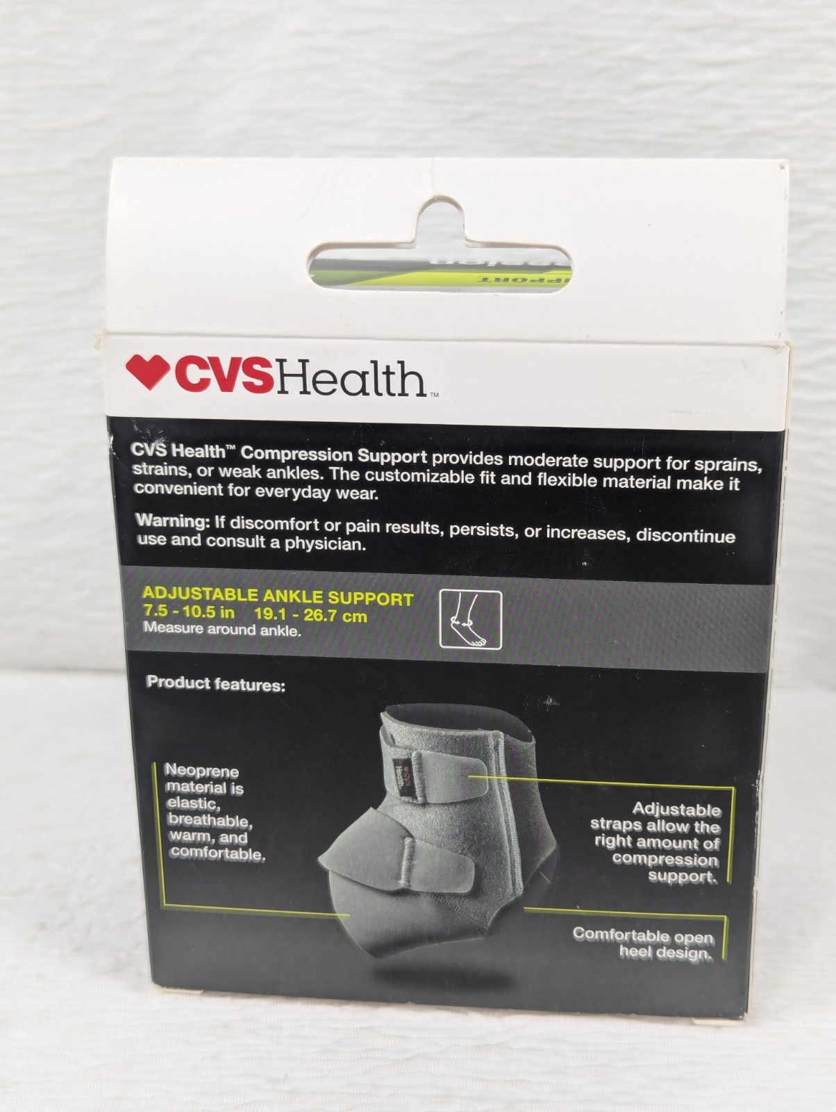 CVS Health – Comfort Compression Support Ankle Mod Support One Size Black