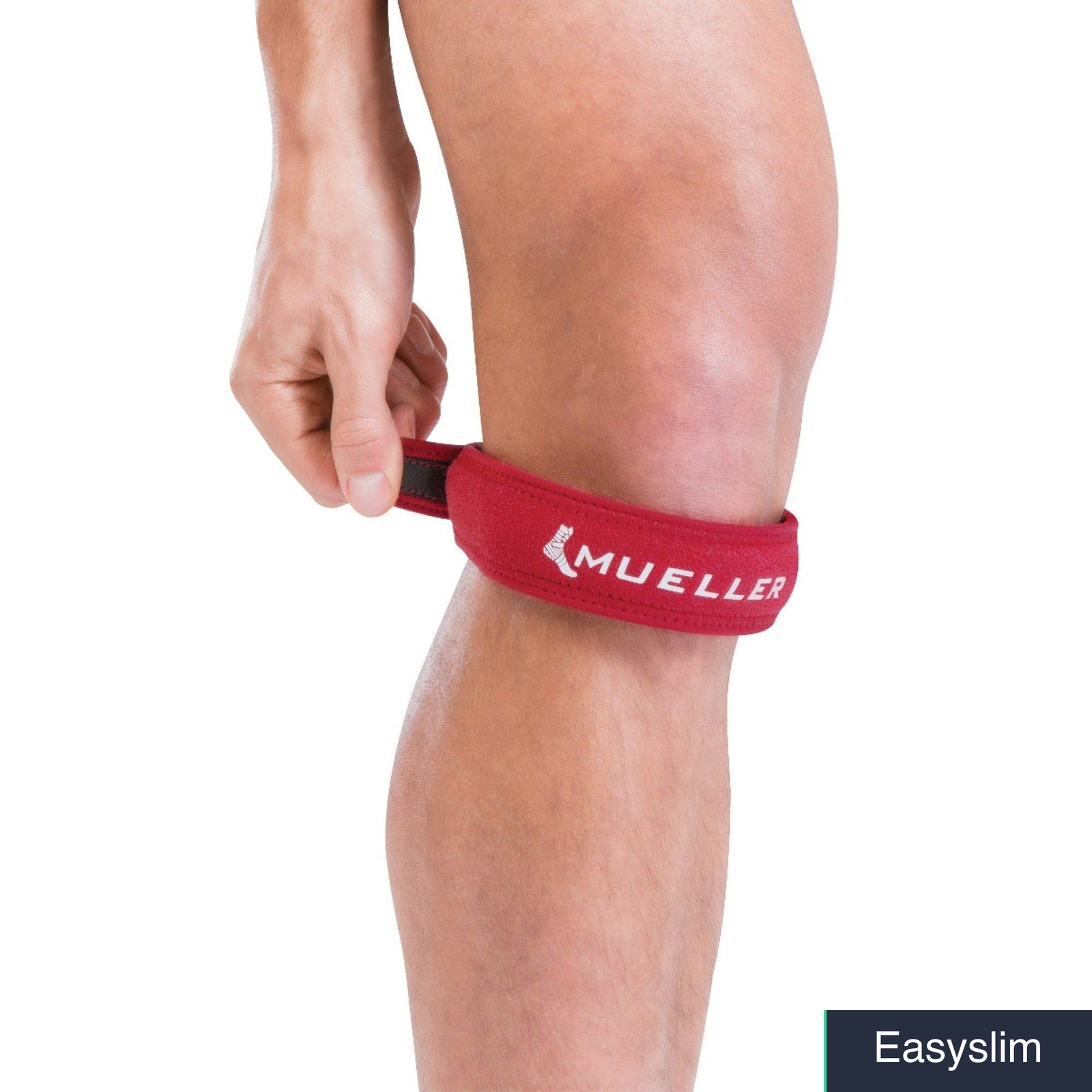 Red Knee Support Strap with Silicone Buttress for Athletic Sports