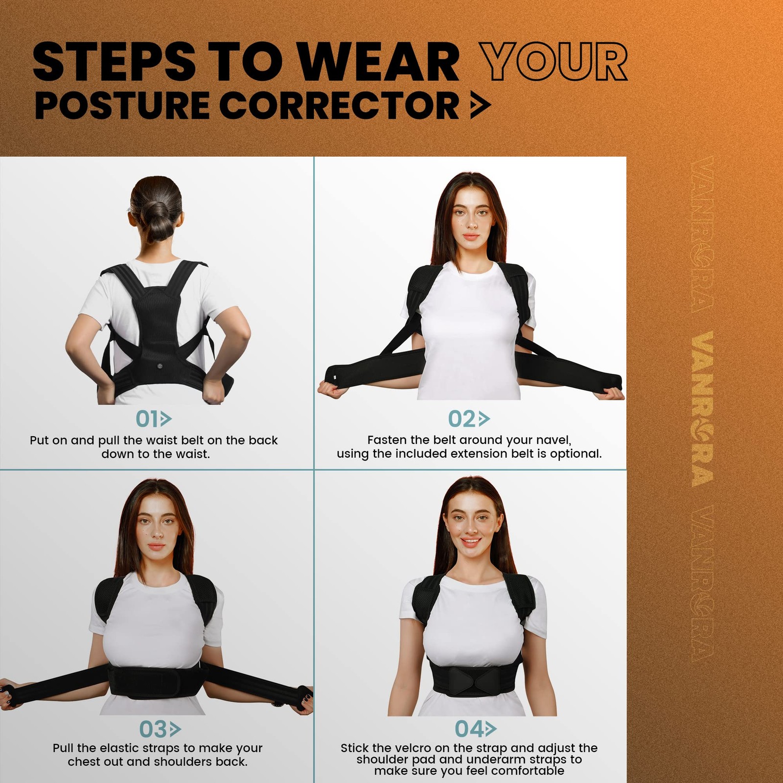 Posture Corrector for Women and Men, Adjustable & Comfy Back Brace