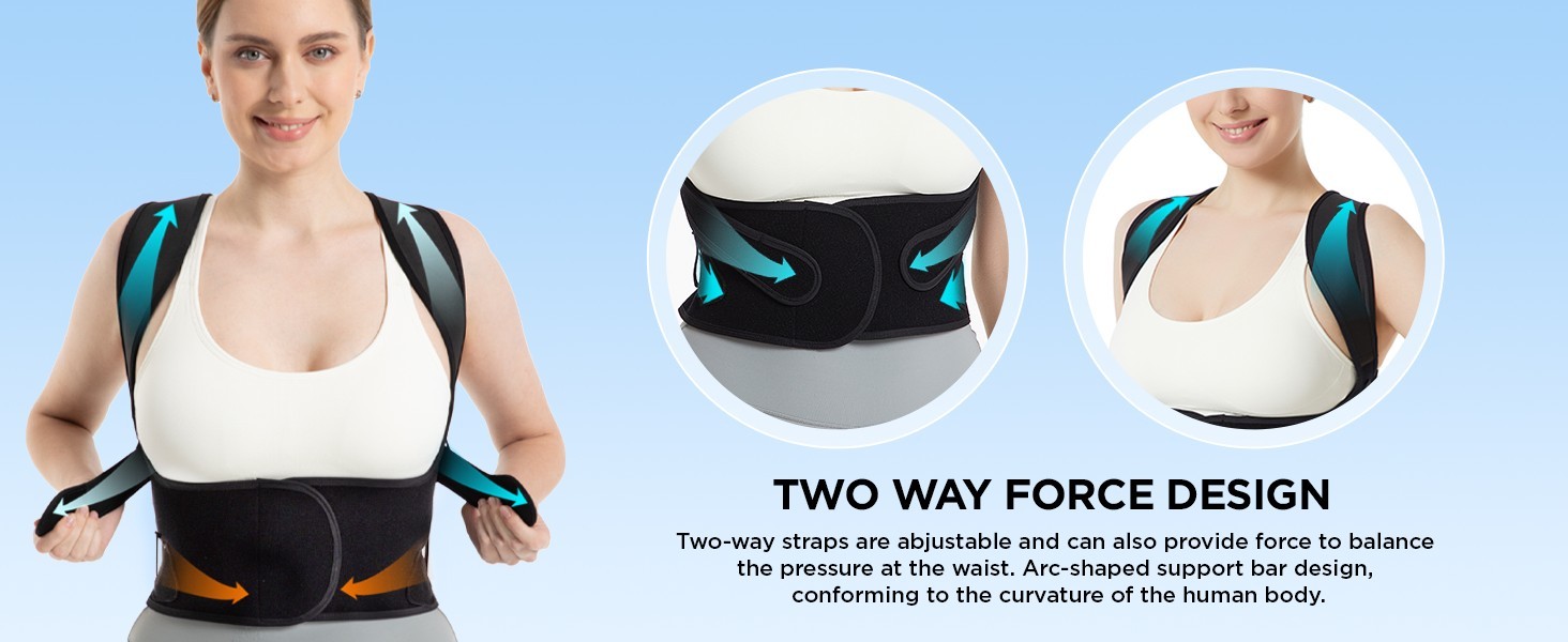Posture Corrector Back Support Brace Relieve Upper Back Shoulder Pain Relief EUC