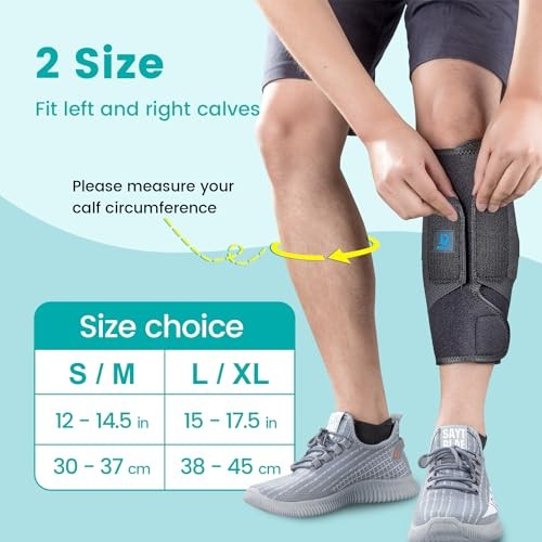 Calf Brace Compression Sleeve for Torn Calf Muscle fit Men & Women, S/M Black