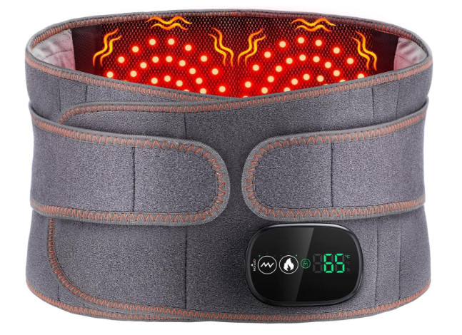 Cordless Heating Back Brace Lumbar Support, Massager, Red/Infrared Light Therapy
