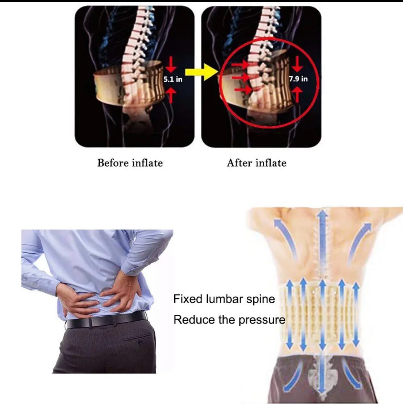 Spine Decompression Back Belt Lumbar Support for Lower Back Pain Relief
