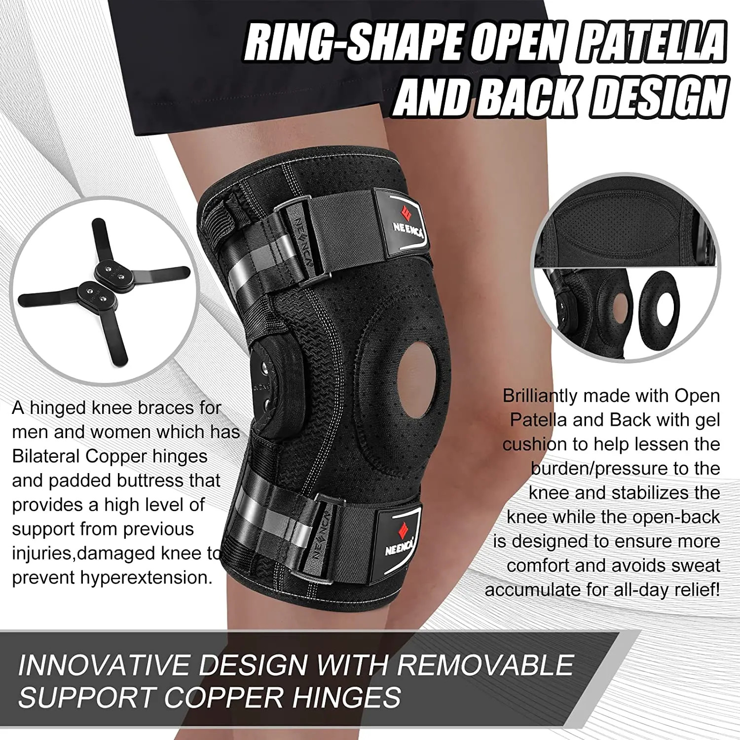 Hinged Knee Brace Dual Side Stabilizers Knee Support for Knee Pain Relief