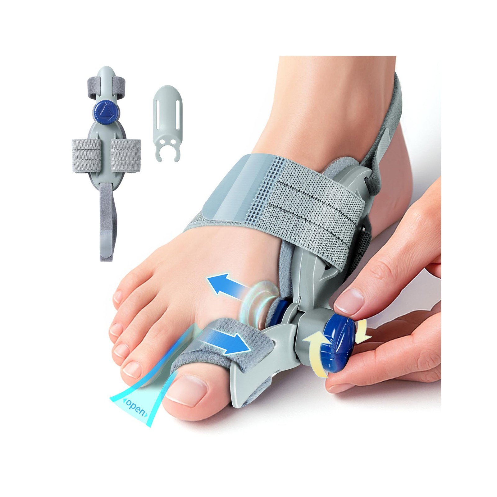 HEMEXS Bunion Corrector for Women & Men – Adjustable Big Toe Gray-1PACK