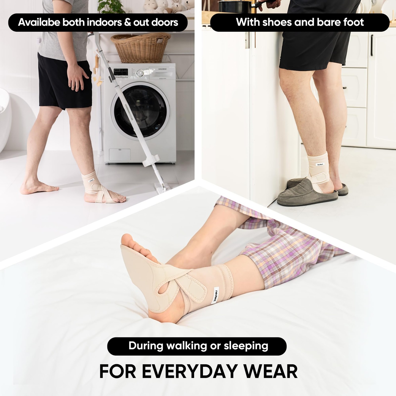 NEOFECT Drop Foot Brace Beige – Adjustable AFO Ankle One Size,