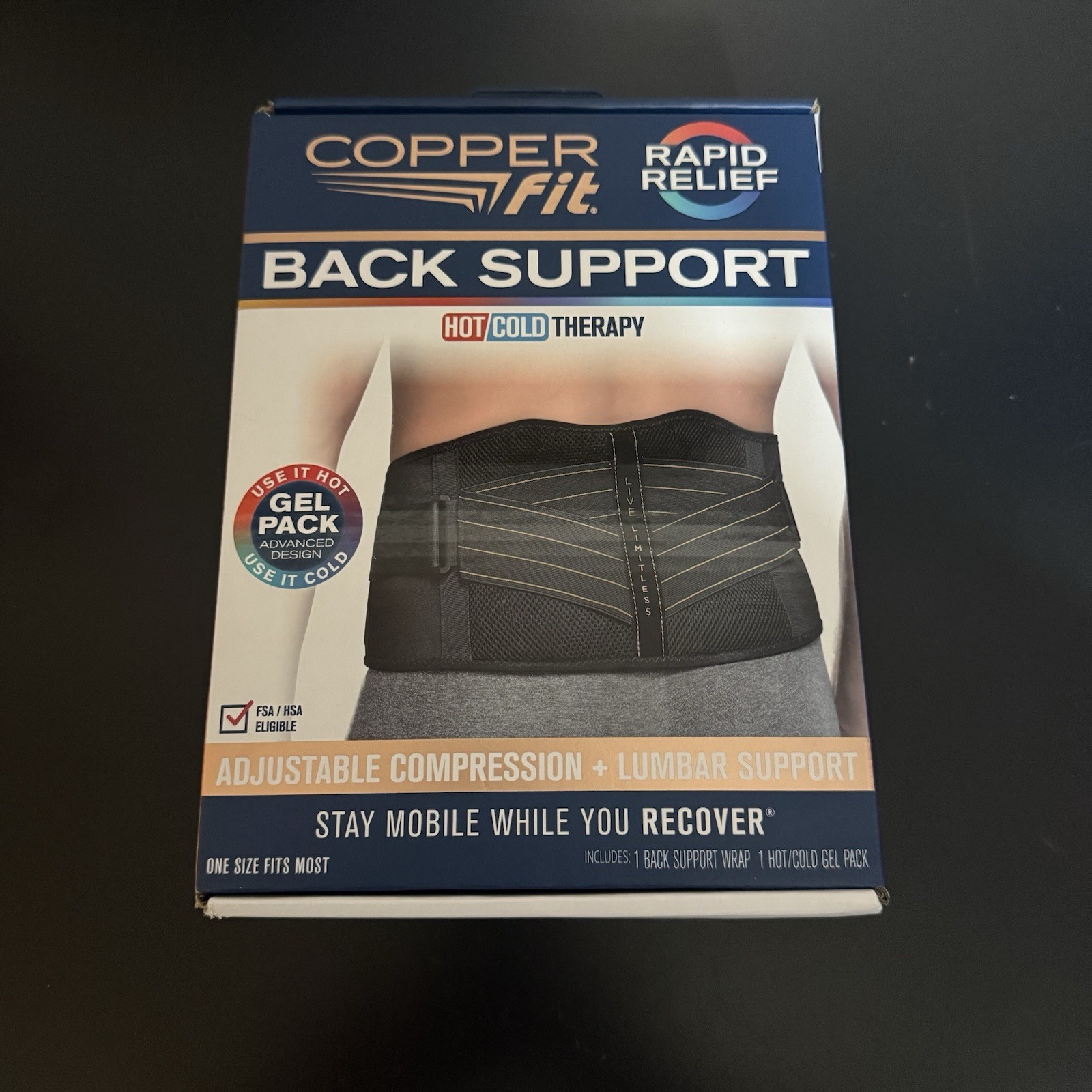 Copper Fit BACK SUPPORT Adjustable Compression+Lnmbar Support