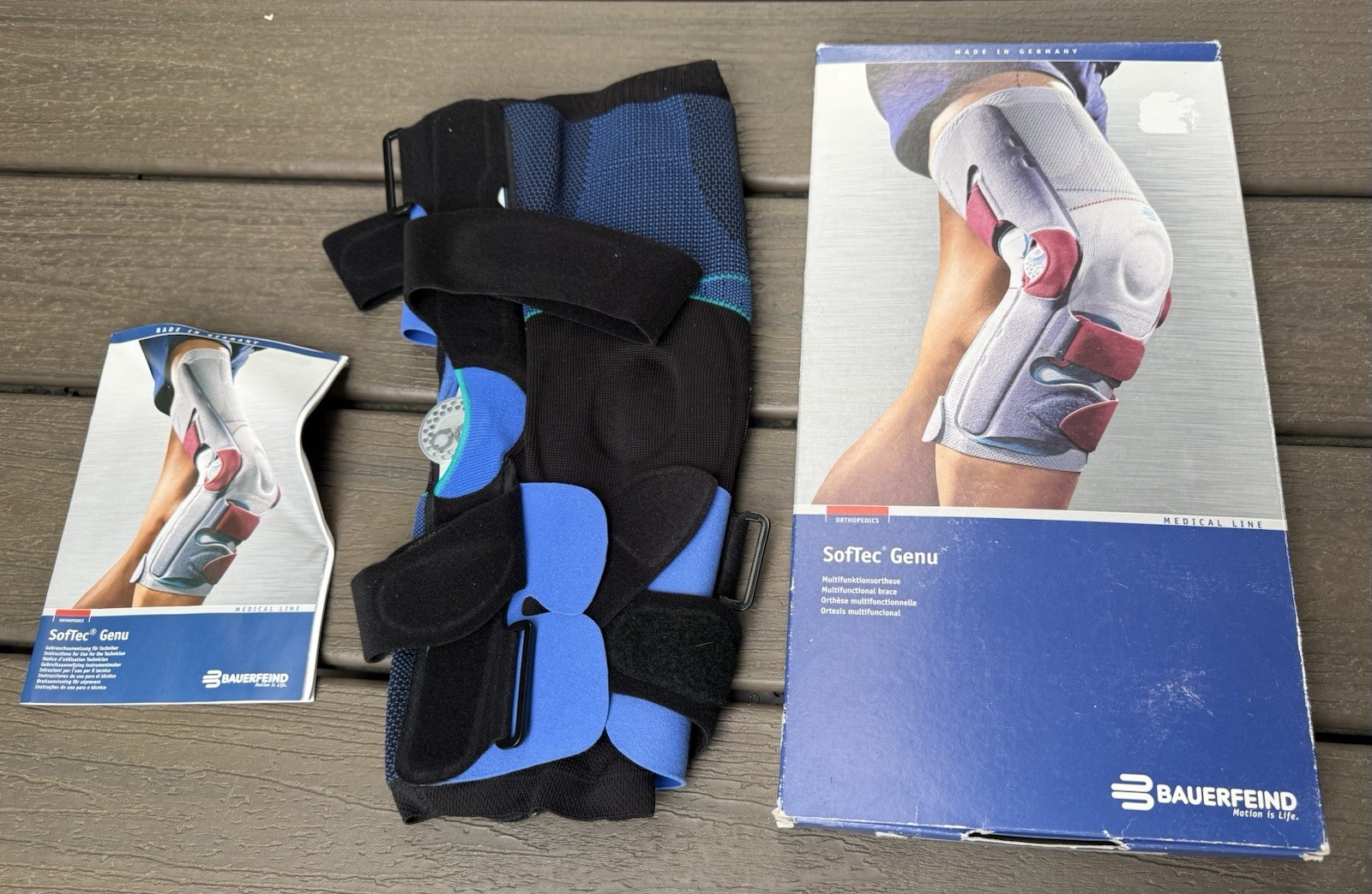 NICE! Bauerfeind SofTec GENU ROM Knee Brace (4 LEFT) ACL MCL Orthosis | 4-Point