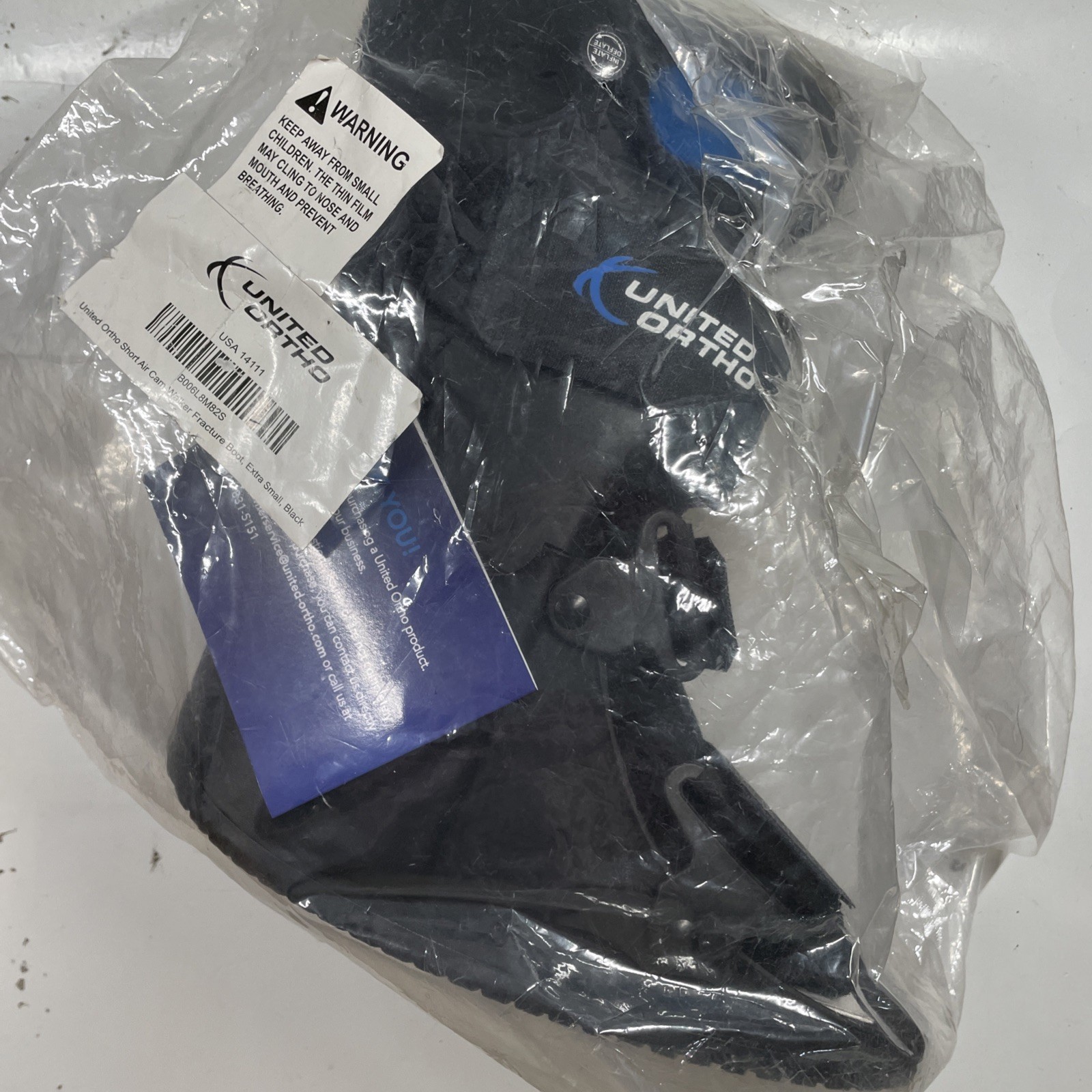 United Ortho Short Air Cam Walker Fracture Boot XS Black NEW IN PACKAGE