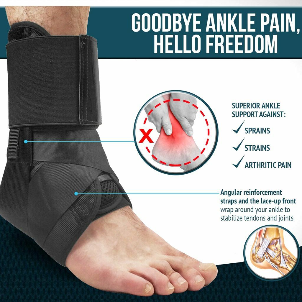 Ankle Brace Support Plantar Fasciitis Lace Up Stabilizer Sprain Wrap Pain Relief