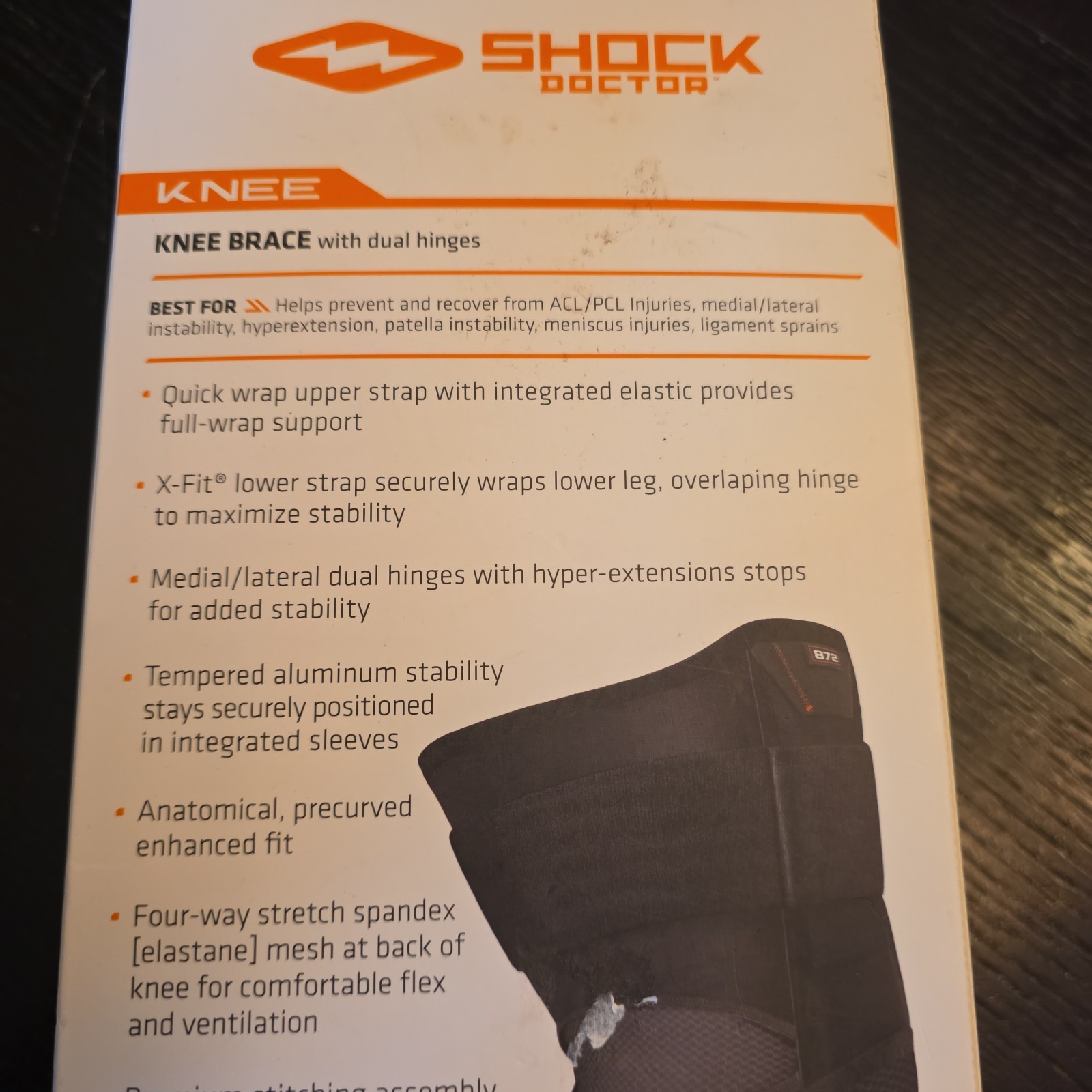 Shock Doctor Knee Support Brace with Dual Hinges – Black Level 3 Size XL