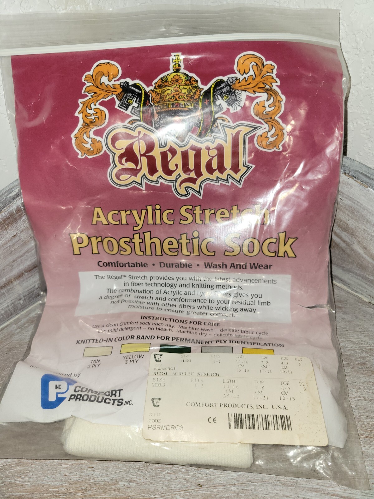 Regal Prosthetic Sock * NEW * Fits 1-2 Length 14-16 # PSRMDRG3 * 3 Ply