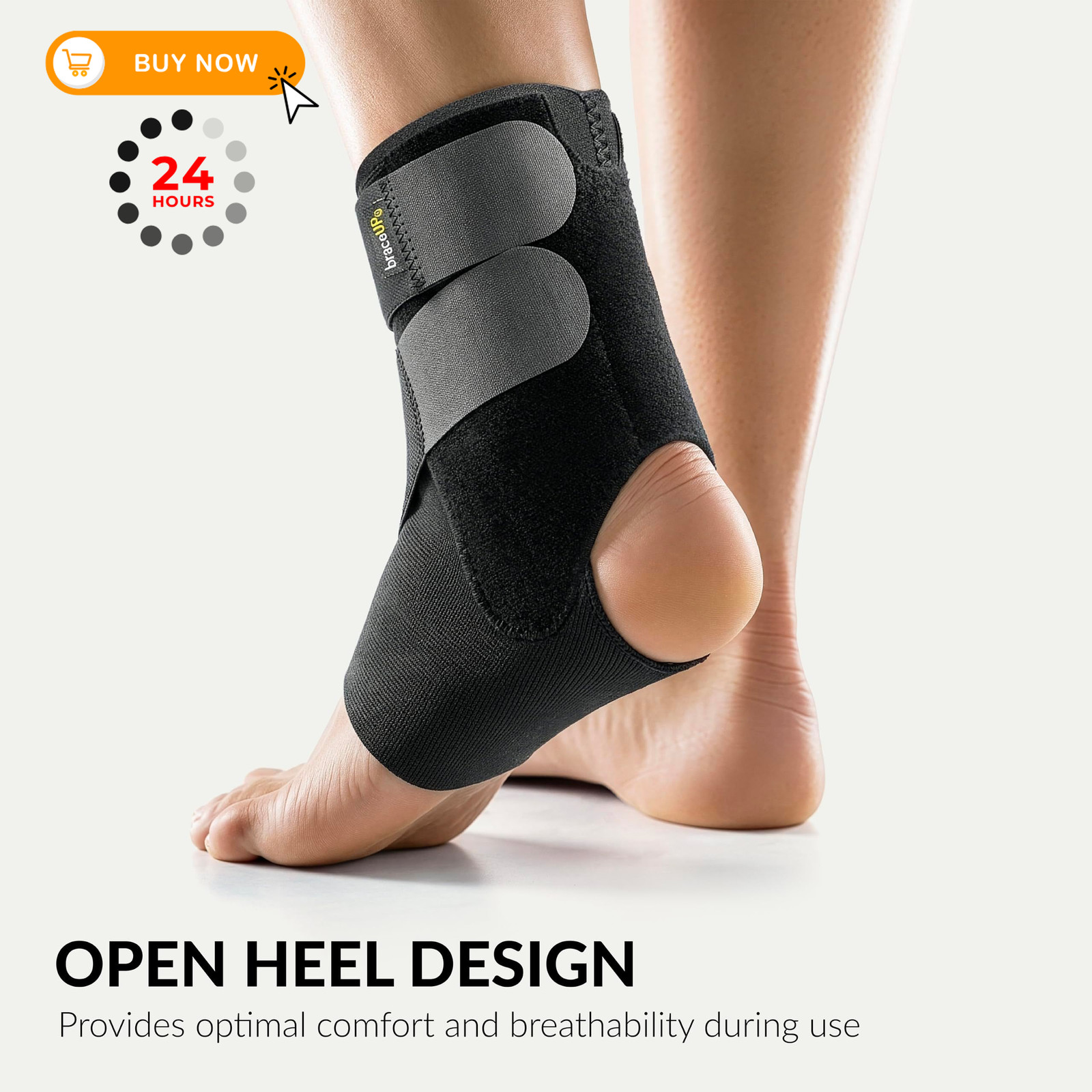 BraceUP Ankle Brace – Relieve Pain, Enhance Stability for One Size, Black