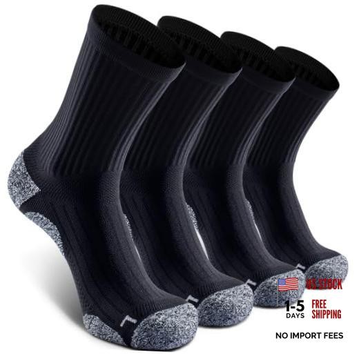 Elite Cushioned Compression Mid-crew Socks 4-Pack for Large Black (4 Pairs)