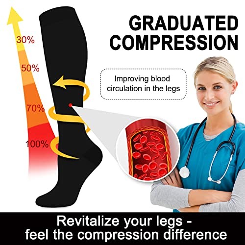 Compression Socks for Women & Men 4 Pairs, Best Support Large-X-Large Black