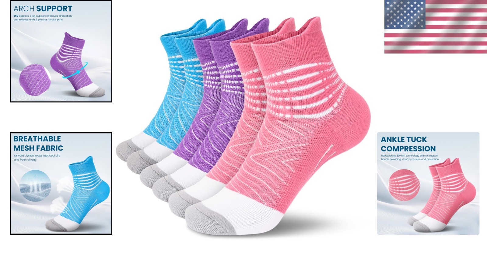 Athletic Compression Socks for Women – Ankle Support & Plantar Fasciitis Relief