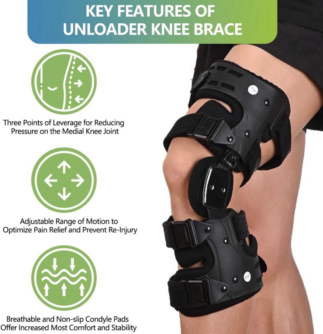 OA Unloader Knee Brace Right Adjustable ROM Osteoarthritis Support