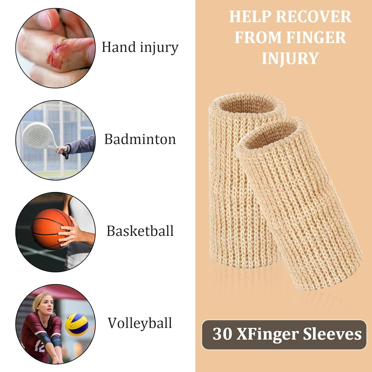 30 Pcs Finger Sleeves Breathable Elastic Thumb Finger Compression Sleeves for Ba