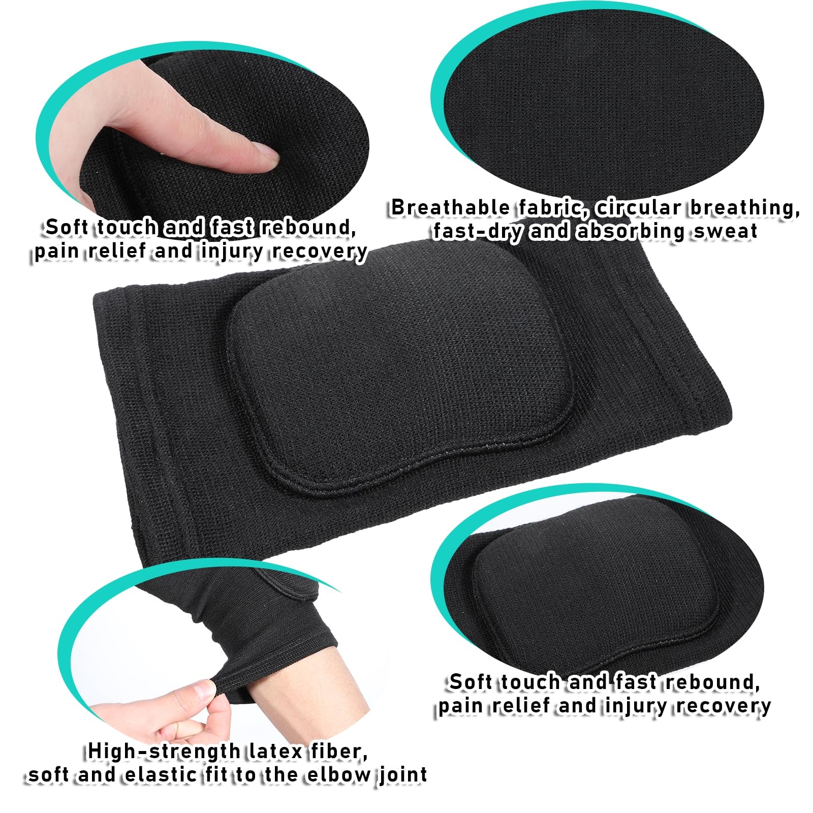 cobee 1 Pair Volleyball Elbow Pads, Arm Brace Ventilate Sport Medium, black
