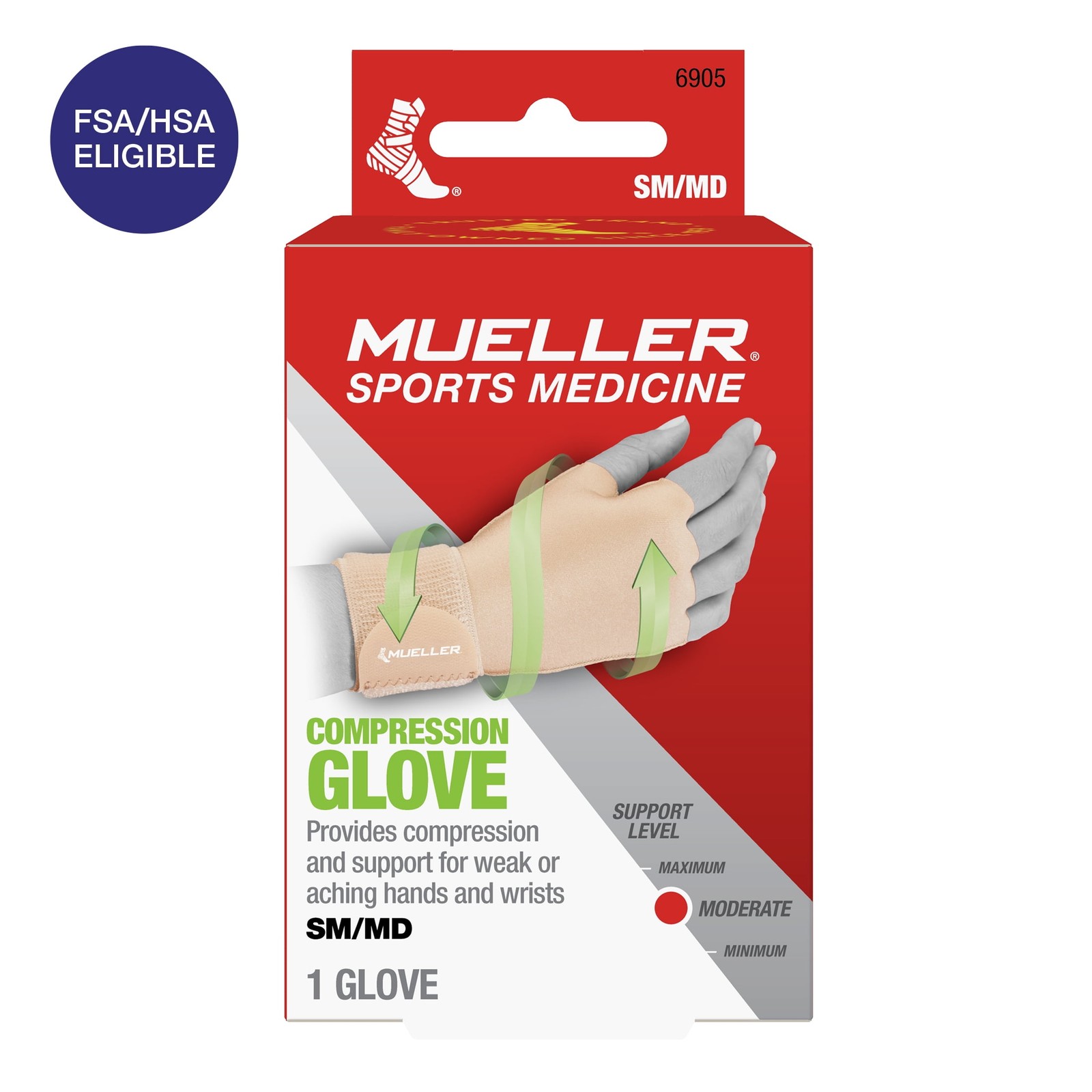 Compression Support Beige Glove for Hand Pain Relief Single Unisex Small Medium