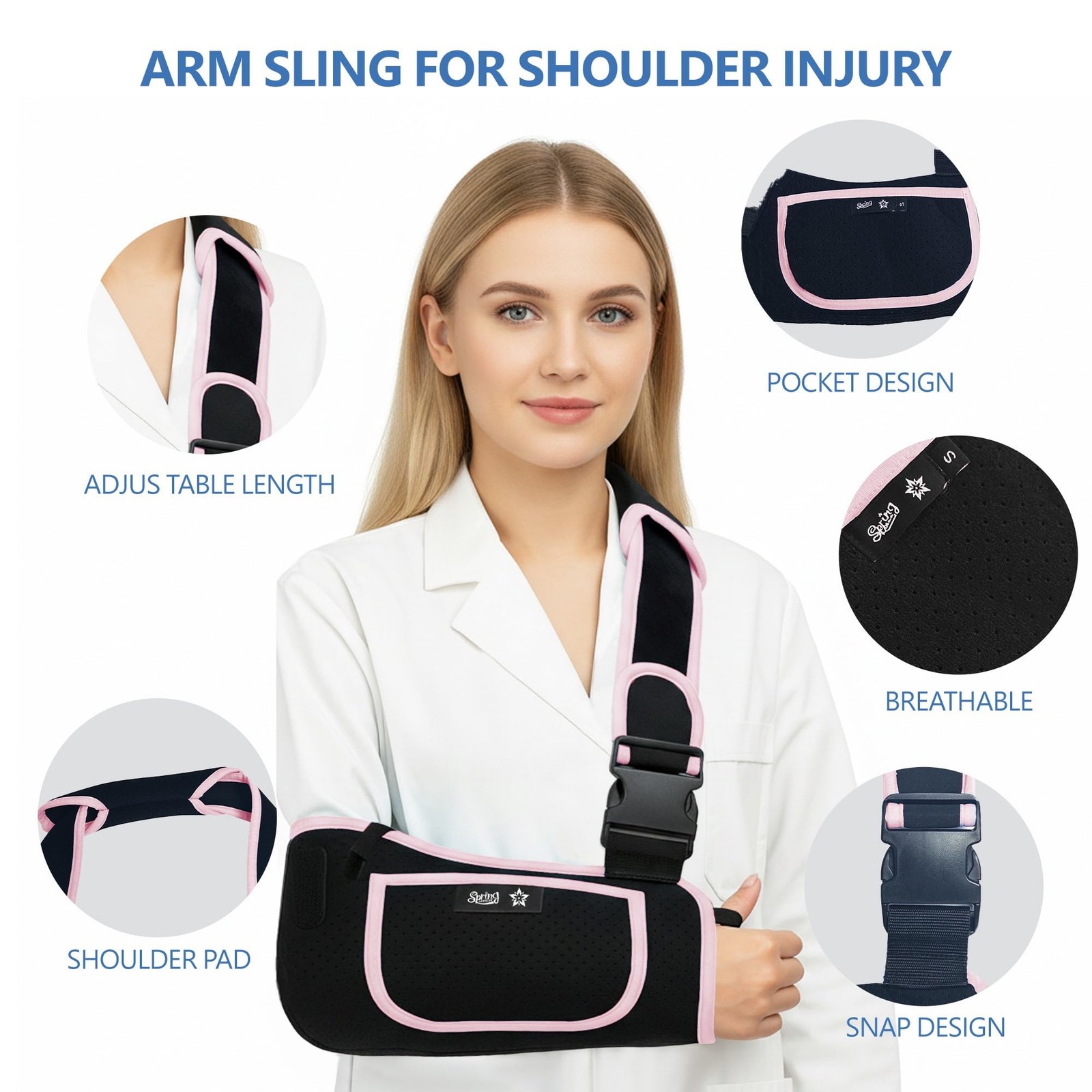 Arm Sling Shoulder Immobilizer Rotator Cuff Support Brace Adjustable Set