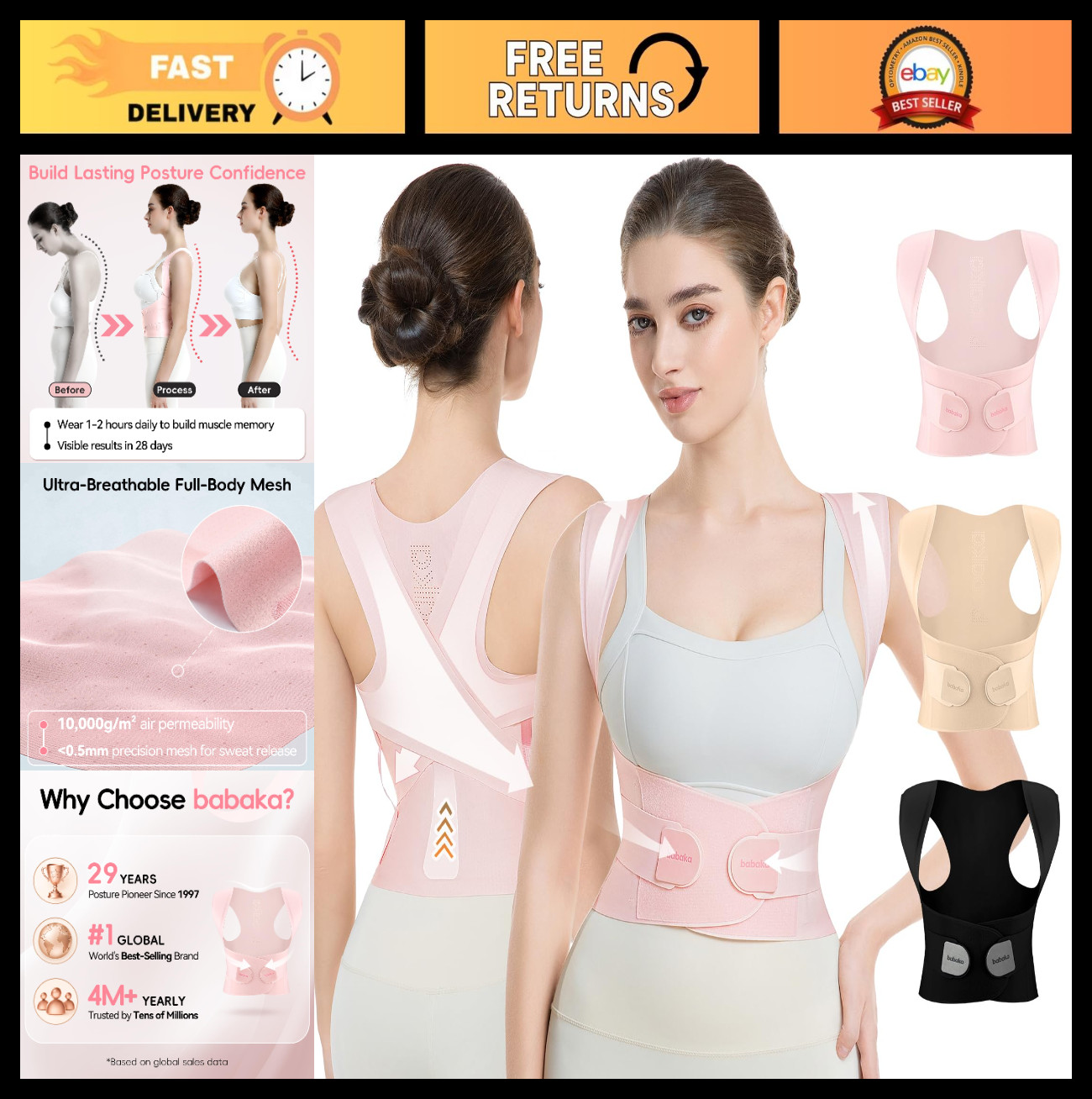 Invisible Adjustable Posture Corrector for Women – Back Pain Relief, Hunchback,
