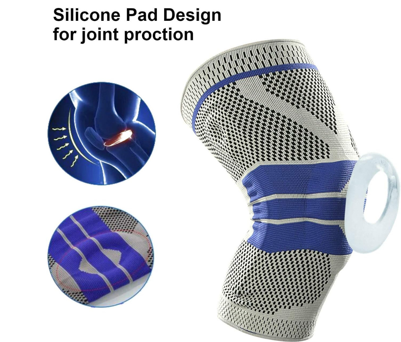 Knee Brace Compression Sleeve – Best Knee Pads Braces for Men Women Medical – M